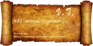 Vámossy Tivadar névjegykártya